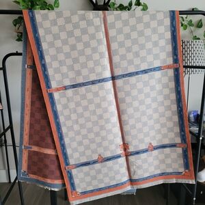 Checkered Biege and Orange Scarf